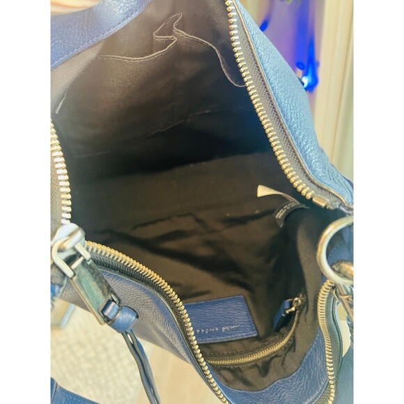 Marc Jacobs Recruit Leather Hobo Shoulder Bag Blue Pebbled  MARC JACOBS Recruit Hobo Bag Dark Blue  Pebbled Leather
